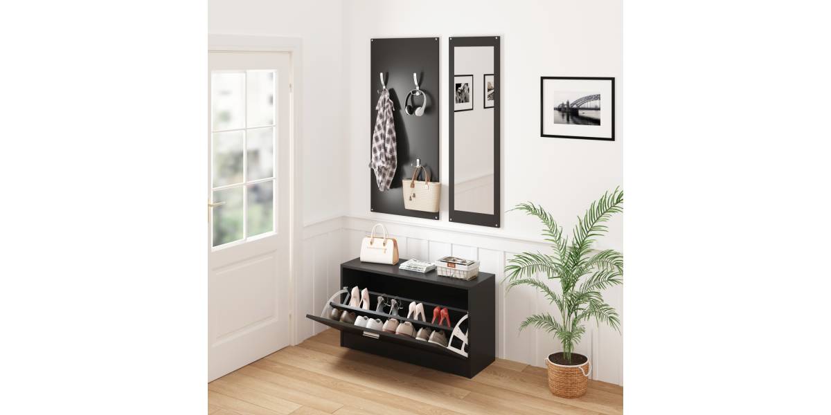 ΣΕΤ ΕΙΣΟΔΟΥ ΜΕ ΚΑΘΡΕΠΤΗ VERN HM2476.02 ΜΕΛΑΜΙΝΗ ΣΕ WENGE 80x27x175Υεκ