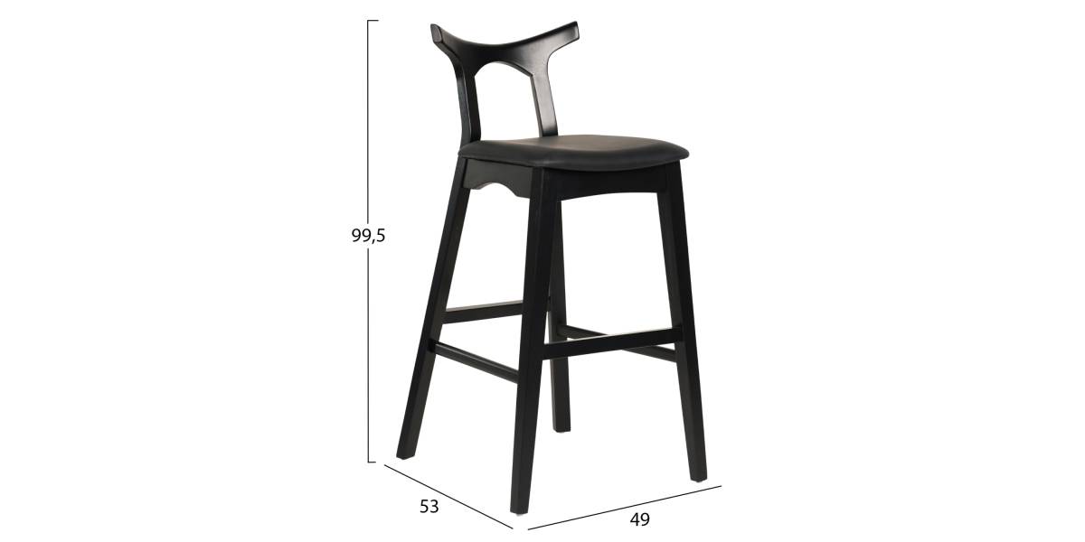 ΣΚΑΜΠΟ ΜΠΑΡ USOPP HM9951.02 RUBBERWOOD & PU ΣΕ ΜΑΥΡΟ 49x53x99,5Υεκ.