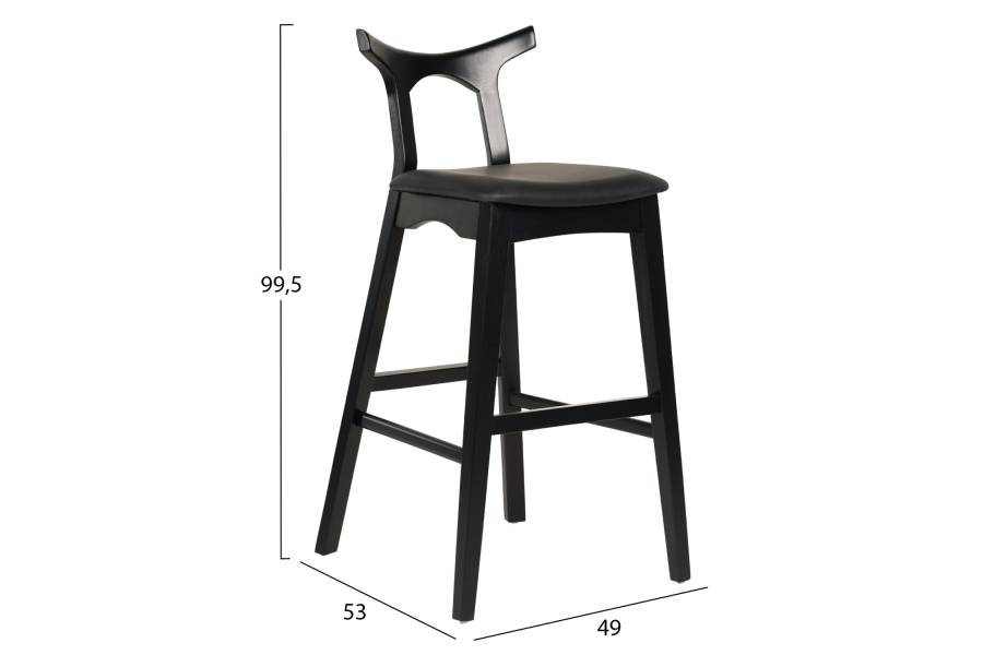 ΣΚΑΜΠΟ ΜΠΑΡ USOPP HM9951.02 RUBBERWOOD & PU ΣΕ ΜΑΥΡΟ 49x53x99,5Υεκ.