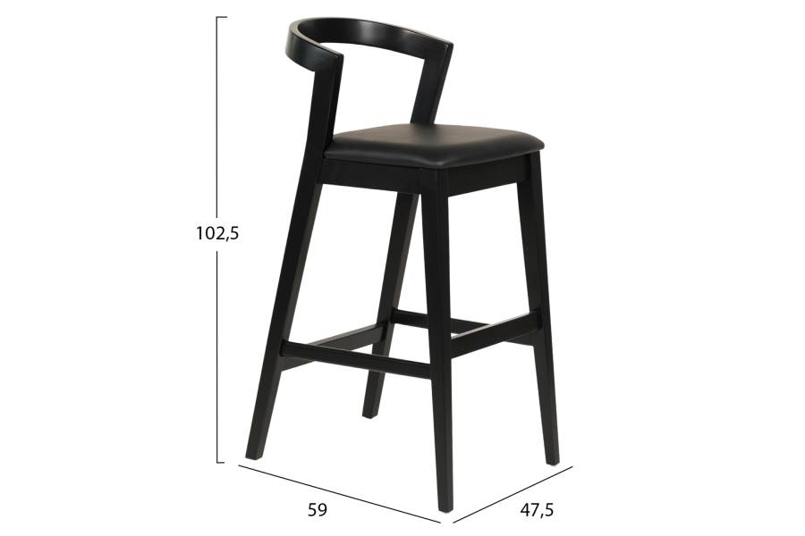 ΣΚΑΜΠΟ ΜΠΑΡ NAMI HM9952.02 RUBBERWOOD & PU-ΜΑΥΡΟ 47,5x59x102,5Υεκ.