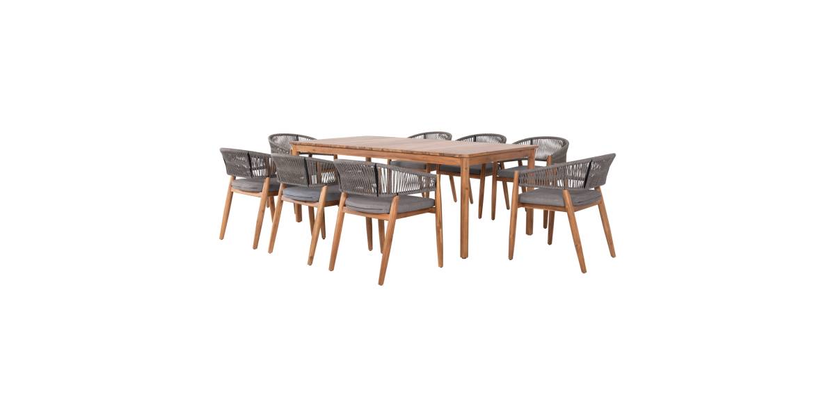 ΣΕΤ ΤΡΑΠΕΖΑΡΙΑΣ 9ΤΜΧ NAVANT HM21066.01 ΤΡΑΠΕΖΙ ΜΕ 8 ΚΑΡΕΚΛΕΣ ΞΥΛΟ ΑΚΑΚΙΑΣ-ΣΧΟΙΝΙ ΓΚΡΙ