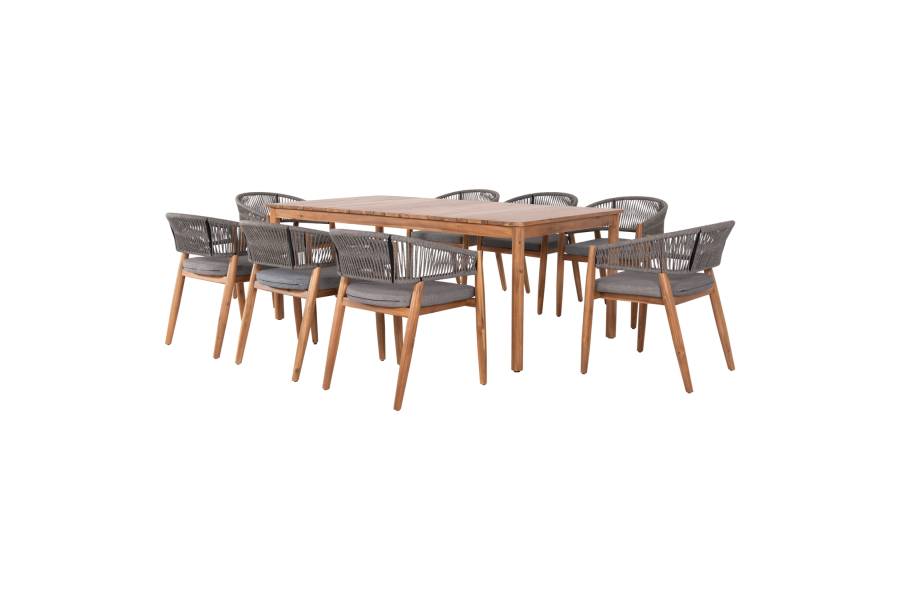 ΣΕΤ ΤΡΑΠΕΖΑΡΙΑΣ 9ΤΜΧ NAVANT HM21066.01 ΤΡΑΠΕΖΙ ΜΕ 8 ΚΑΡΕΚΛΕΣ ΞΥΛΟ ΑΚΑΚΙΑΣ-ΣΧΟΙΝΙ ΓΚΡΙ