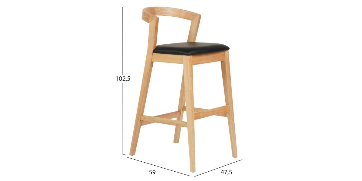 ΣΚΑΜΠΟ ΜΠΑΡ NAMI HM9952.01 RUBBERWOOD ΣΕ ΟΑΚ-ΜΑΥΡΟ PU 47,5x59x102,5Υεκ.