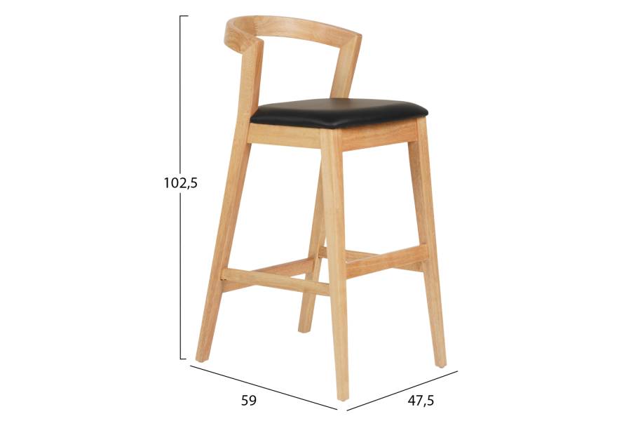 ΣΚΑΜΠΟ ΜΠΑΡ NAMI HM9952.01 RUBBERWOOD ΣΕ ΟΑΚ-ΜΑΥΡΟ PU 47,5x59x102,5Υεκ.