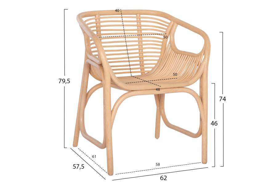 ΠΟΛΥΘΡΟΝΑ MEL ΕΣΩΤ. ΧΩΡΩΝ HM9954.01 ΦΥΣΙΚΟ RATTAN 62x57,5x79,5Υεκ.
