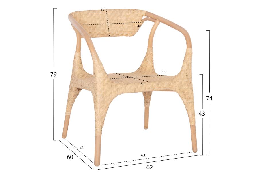 ΠΟΛΥΘΡΟΝΑ GABE ΕΣΩΤ.ΧΩΡΩΝ HM9956.01 ΦΥΣΙΚΟ RATTAN 62x60x79Υεκ.