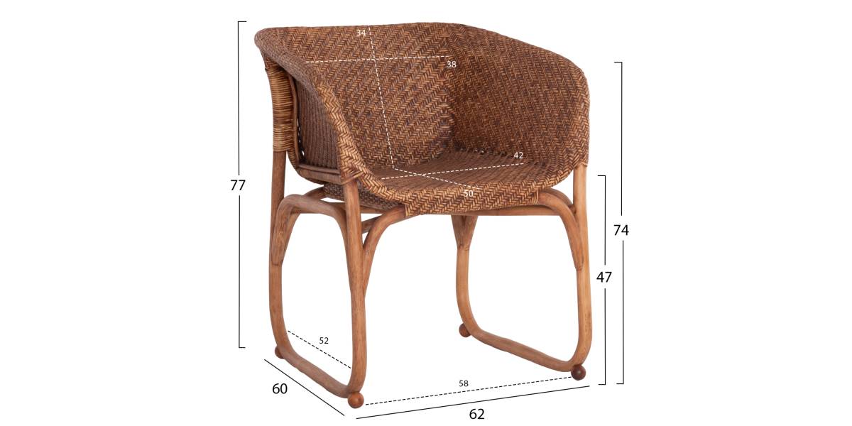 ΠΟΛΥΘΡΟΝΑ ΕΣΩΤ.ΧΩΡΩΝ TUCKET HM9958.02 ΦΥΣΙΚΟ RATTAN-ΚΑΡΥΔΙ ΧΡΩΜΑ 63x60x77Υεκ