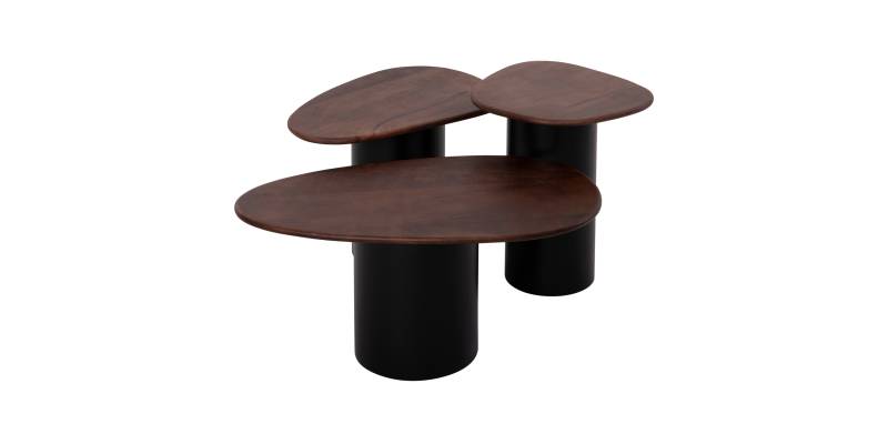 ΤΡΑΠΕΖΙA ΣΑΛΟΝΙΟΥ 3ΤΜΧ PEBBLES HM18004 MANGO TOP-ΜΕΤΑΛΛΙΚΕΣ ΜΑΥΡΕΣ ΒΑΣΕΙΣ