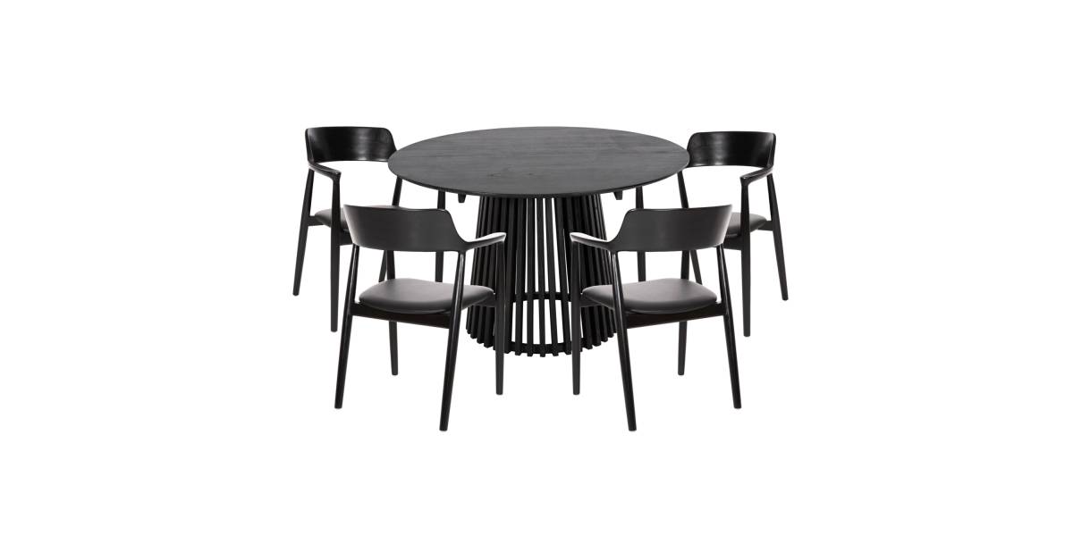 ΣΕΤ ΤΡΑΠΕΖΑΡΙΑΣ 5ΤΜΧ KINGSLEY HM21075.02 ΣΤΡΟΓΓΥΛΟ ΤΡΑΠΕΖΙ Φ120εκ.& 4 ΚΑΡΕΚΛΕΣ-ΜΑΥΡΟ