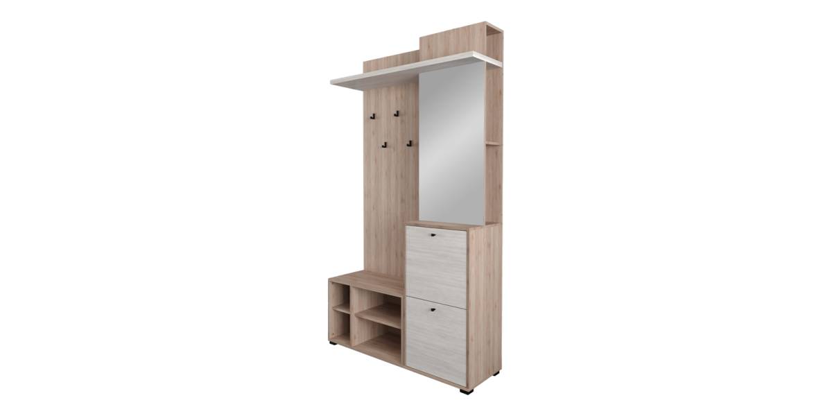 Έπιπλο εισόδου Louisen pakoworld oak-λευκό μελαμίνης 125x40x217.5εκ