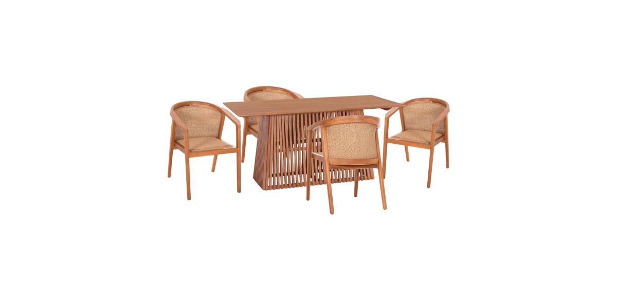 ΣΕΤ ΤΡΑΠΕΖΑΡΙΑΣ 5ΤΜΧ RENLY HM21078.02 ΟΡΘΟΓΩΝΙΟ ΤΡΑΠΕΖΙ & 4 ΚΑΡΕΚΛΕΣ