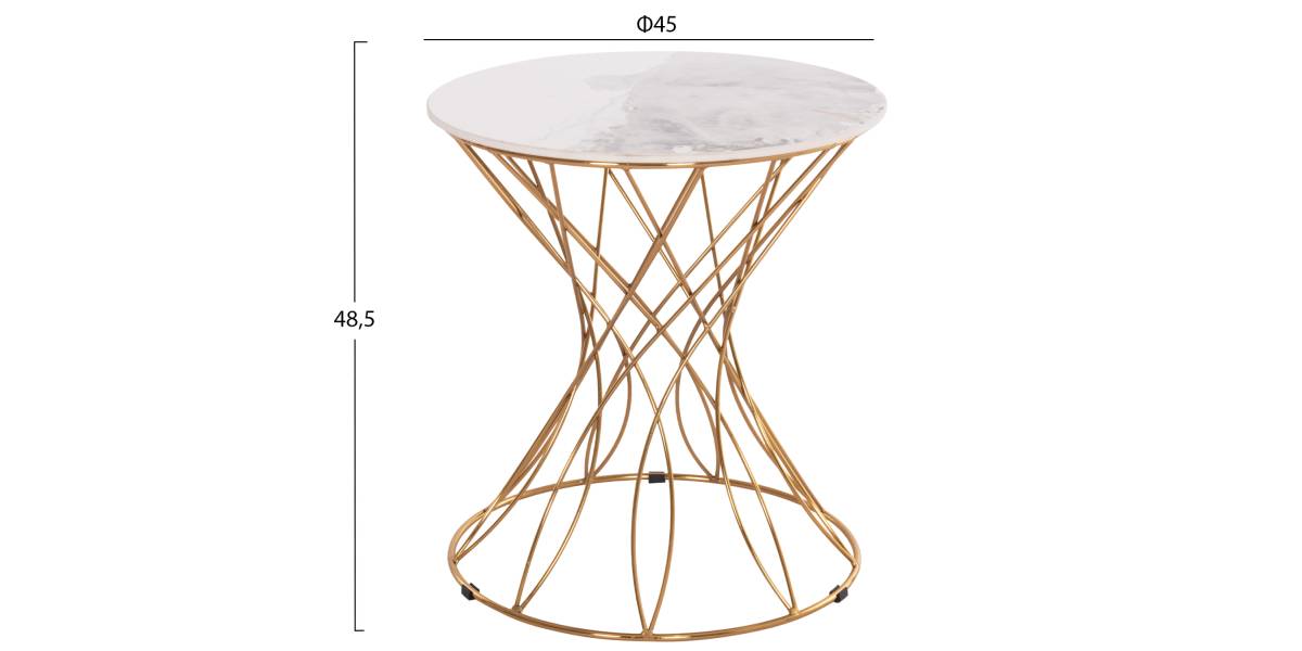 ΒΟΗΘΗΤΙΚΟ ΤΡΑΠΕΖΑΚΙ RUDY HM18037.01 ΚΕΡΑΜΙΚΟ TOP ΛΕΥΚΟ-ΜΕΤΑΛΛΟ ΧΡΥΣΟ Φ45x48,5Υεκ.