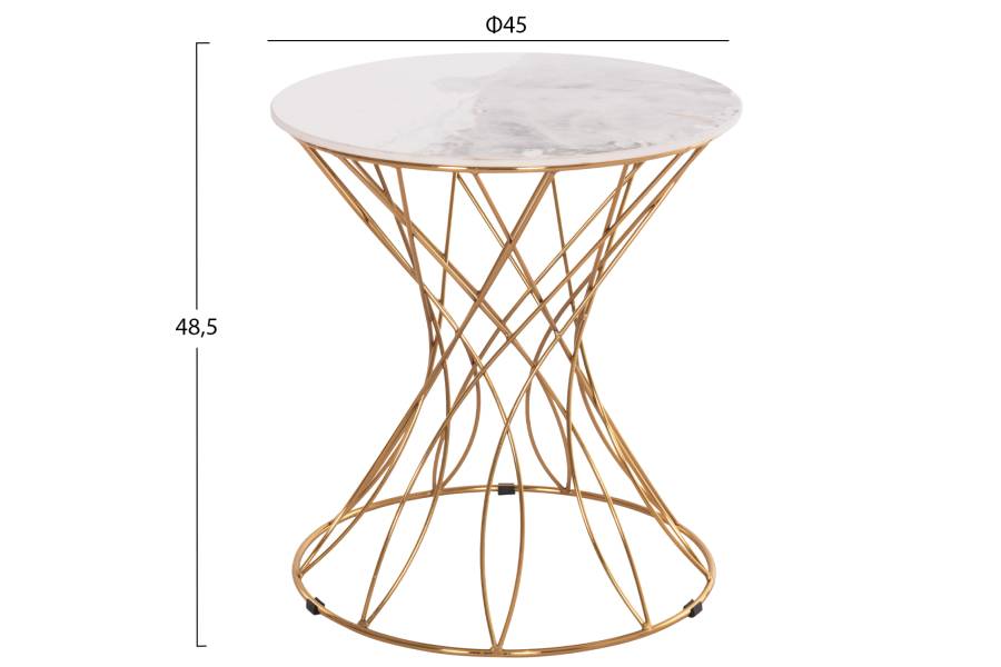 ΒΟΗΘΗΤΙΚΟ ΤΡΑΠΕΖΑΚΙ RUDY HM18037.01 ΚΕΡΑΜΙΚΟ TOP ΛΕΥΚΟ-ΜΕΤΑΛΛΟ ΧΡΥΣΟ Φ45x48,5Υεκ.