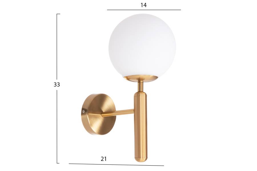 ΑΠΛΙΚΑ ΤΟΙΧΟΥ HOMY HM4470 ΜΕΤΑΛΛΙΚΗ ΒΑΣΗ ΧΡΥΣΗ-ΓΥΑΛΙ [Ε27] 14x21x33Υεκ.