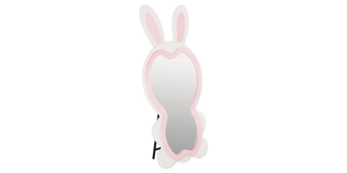 ΠΑΙΔΙΚΟΣ ΚΑΘΡΕΦΤΗΣ ΔΑΠΕΔΟΥ BUNNY HM4489.01 MDF ΡΟΖ & ΛΕΥΚΟ-ΜΑΥΡΟ STAND 80x162Υεκ.