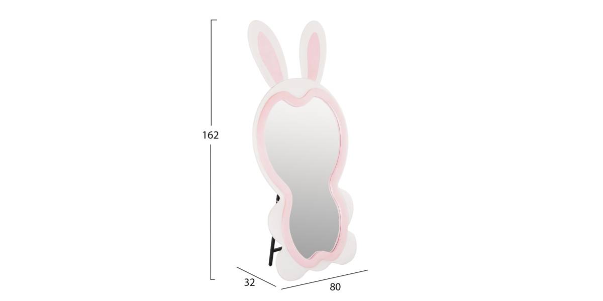 ΠΑΙΔΙΚΟΣ ΚΑΘΡΕΦΤΗΣ ΔΑΠΕΔΟΥ BUNNY HM4489.01 MDF ΡΟΖ & ΛΕΥΚΟ-ΜΑΥΡΟ STAND 80x162Υεκ.