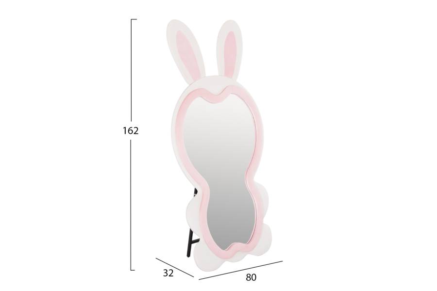 ΠΑΙΔΙΚΟΣ ΚΑΘΡΕΦΤΗΣ ΔΑΠΕΔΟΥ BUNNY HM4489.01 MDF ΡΟΖ & ΛΕΥΚΟ-ΜΑΥΡΟ STAND 80x162Υεκ.