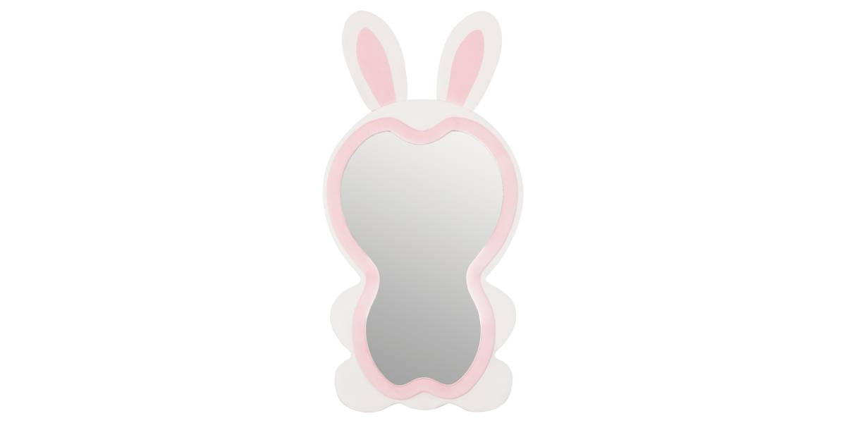 ΠΑΙΔΙΚΟΣ ΚΑΘΡΕΦΤΗΣ ΔΑΠΕΔΟΥ BUNNY HM4489.01 MDF ΡΟΖ & ΛΕΥΚΟ-ΜΑΥΡΟ STAND 80x162Υεκ.