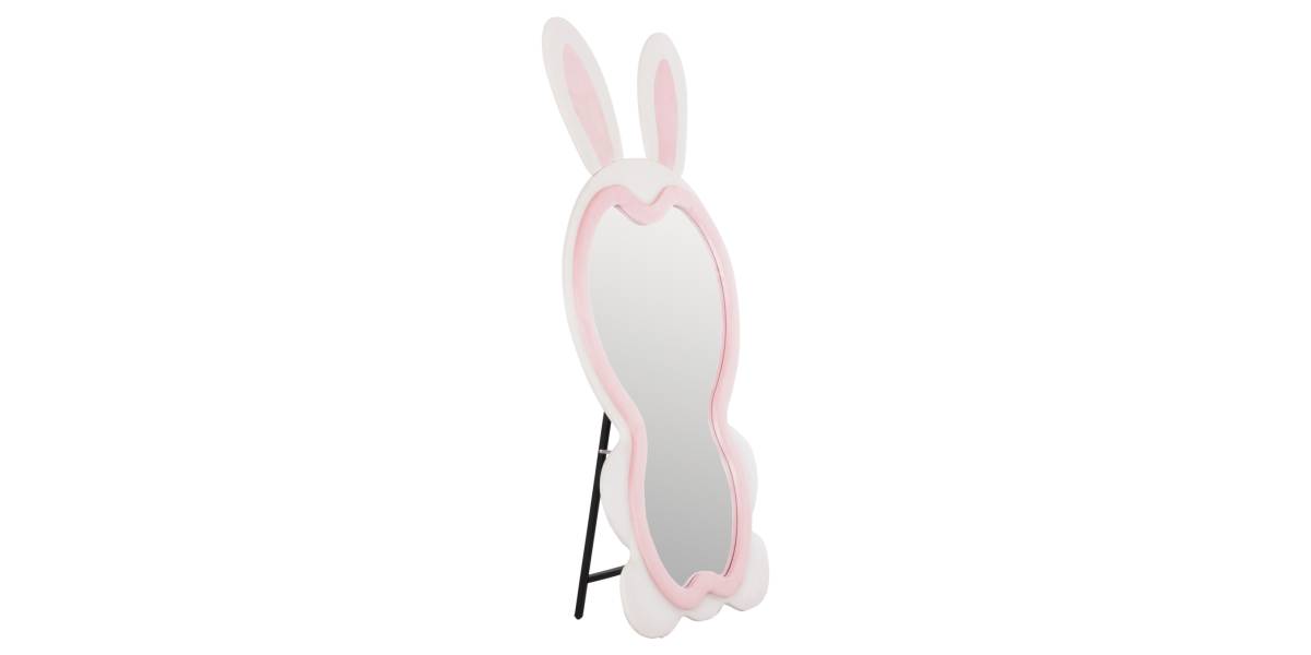 ΠΑΙΔΙΚΟΣ ΚΑΘΡΕΦΤΗΣ ΔΑΠΕΔΟΥ BUNNY HM4489.01 MDF ΡΟΖ & ΛΕΥΚΟ-ΜΑΥΡΟ STAND 80x162Υεκ.