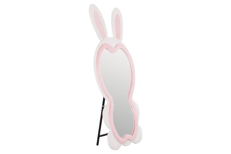 ΠΑΙΔΙΚΟΣ ΚΑΘΡΕΦΤΗΣ ΔΑΠΕΔΟΥ BUNNY HM4489.01 MDF ΡΟΖ & ΛΕΥΚΟ-ΜΑΥΡΟ STAND 80x162Υεκ.