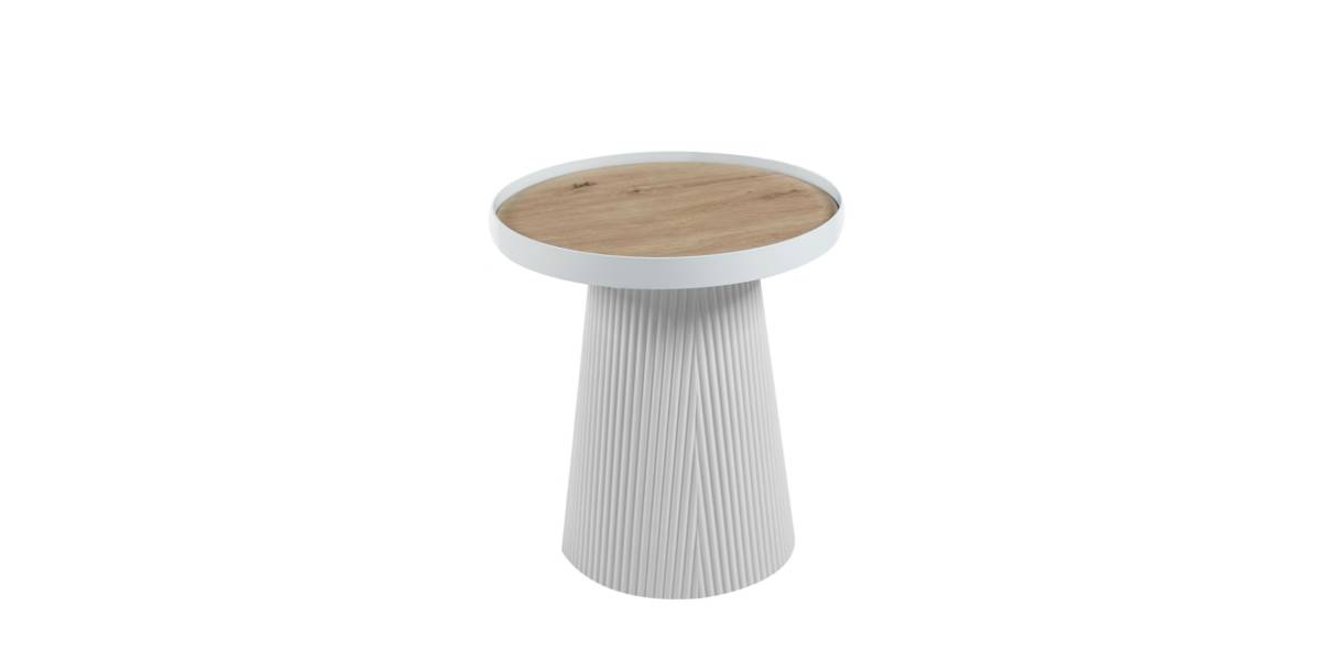 ΤΡΑΠΕΖΑΚΙ ΒΟΗΘΗΤΙΚΟ DENTON HM18023.02 MDF TOP ΦΥΣΙΚΟ ΞΥΛΟΥ-ΒΑΣΗ ΛΕΥΚΗ Φ45x51,5Υεκ.