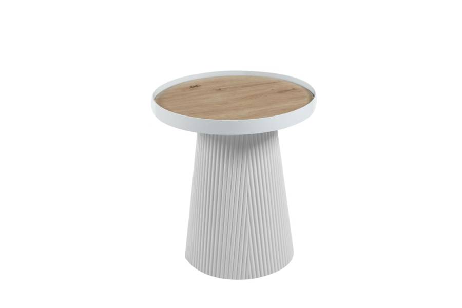 ΤΡΑΠΕΖΑΚΙ ΒΟΗΘΗΤΙΚΟ DENTON HM18023.02 MDF TOP ΦΥΣΙΚΟ ΞΥΛΟΥ-ΒΑΣΗ ΛΕΥΚΗ Φ45x51,5Υεκ.