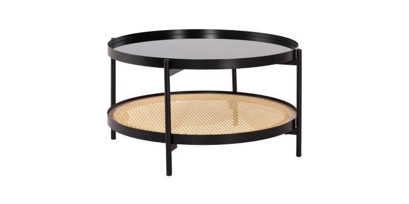 ΤΡΑΠΕΖΙ ΣΑΛΟΝΙΟΥ SEITZ HM18030 ΓΥΑΛΙ TOP-ΜΕΤΑΛΛΟ-RATTAN ΣΕ ΦΥΣΙΚΟ Φ80x45Υεκ.