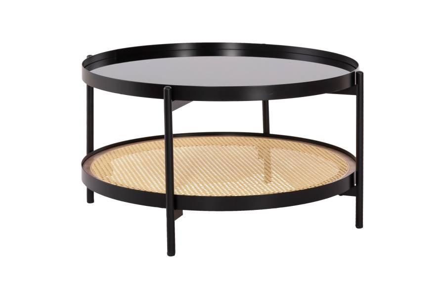 ΤΡΑΠΕΖΙ ΣΑΛΟΝΙΟΥ SEITZ HM18030 ΓΥΑΛΙ TOP-ΜΕΤΑΛΛΟ-RATTAN ΣΕ ΦΥΣΙΚΟ Φ80x45Υεκ.