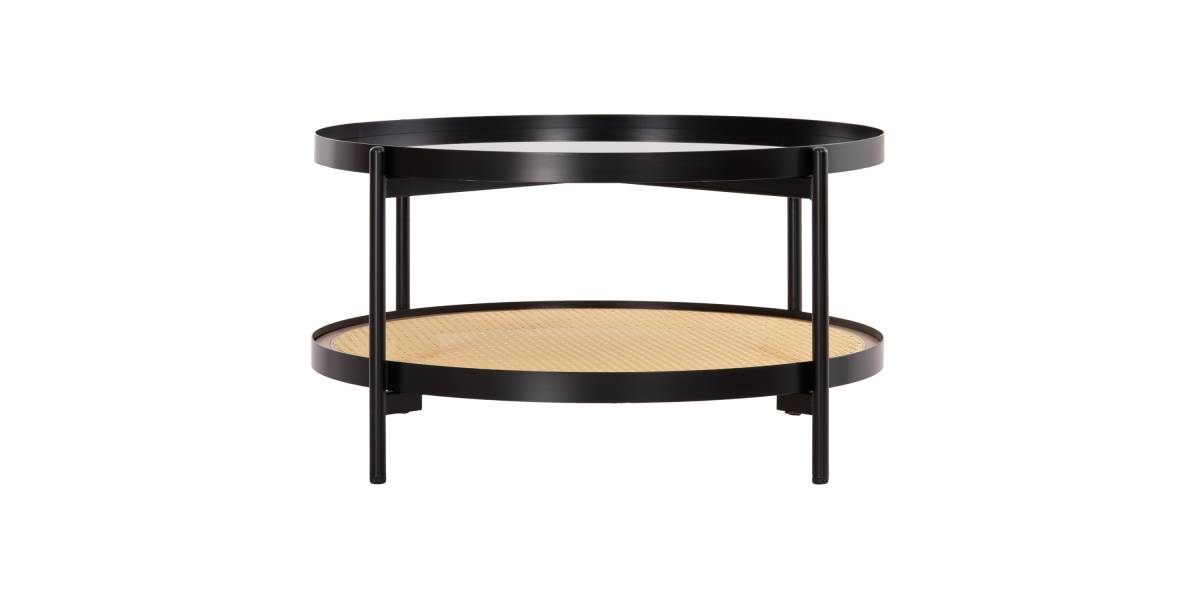 ΤΡΑΠΕΖΙ ΣΑΛΟΝΙΟΥ SEITZ HM18030 ΓΥΑΛΙ TOP-ΜΕΤΑΛΛΟ-RATTAN ΣΕ ΦΥΣΙΚΟ Φ80x45Υεκ.