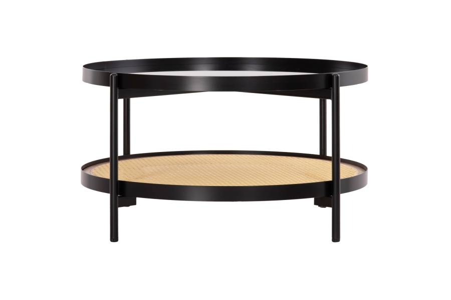 ΤΡΑΠΕΖΙ ΣΑΛΟΝΙΟΥ SEITZ HM18030 ΓΥΑΛΙ TOP-ΜΕΤΑΛΛΟ-RATTAN ΣΕ ΦΥΣΙΚΟ Φ80x45Υεκ.
