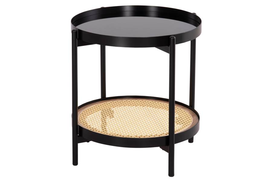 ΒΟΗΘΗΤΙΚΟ ΤΡΑΠΕΖΙ SEITZ HM18031 ΓΥΑΛΙ TOP-ΜΕΤΑΛΛΟ-RATTAN ΣΕ ΦΥΣΙΚΟ Φ50x55,5Υεκ.