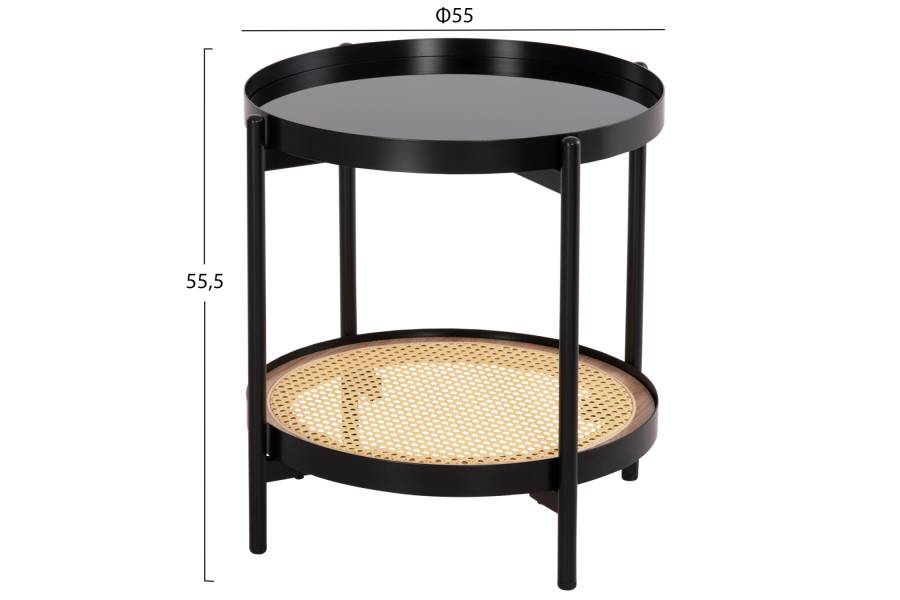 ΒΟΗΘΗΤΙΚΟ ΤΡΑΠΕΖΙ SEITZ HM18031 ΓΥΑΛΙ TOP-ΜΕΤΑΛΛΟ-RATTAN ΣΕ ΦΥΣΙΚΟ Φ50x55,5Υεκ.