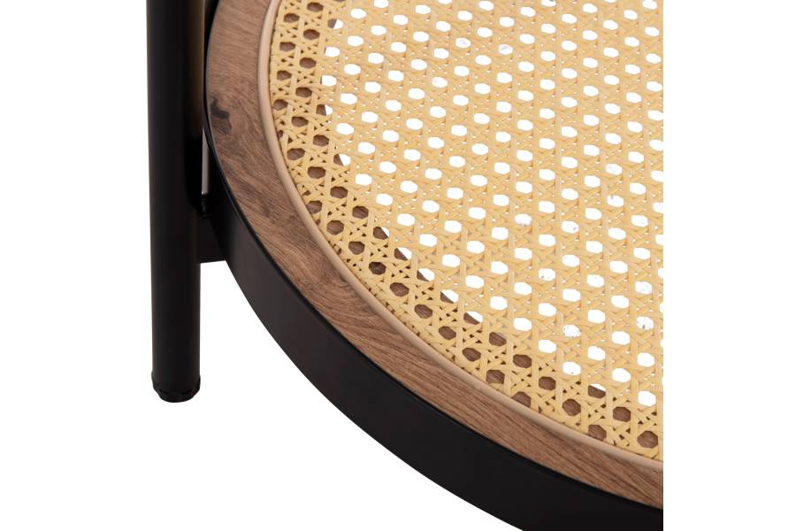 ΒΟΗΘΗΤΙΚΟ ΤΡΑΠΕΖΙ SEITZ HM18031 ΓΥΑΛΙ TOP-ΜΕΤΑΛΛΟ-RATTAN ΣΕ ΦΥΣΙΚΟ Φ50x55,5Υεκ.