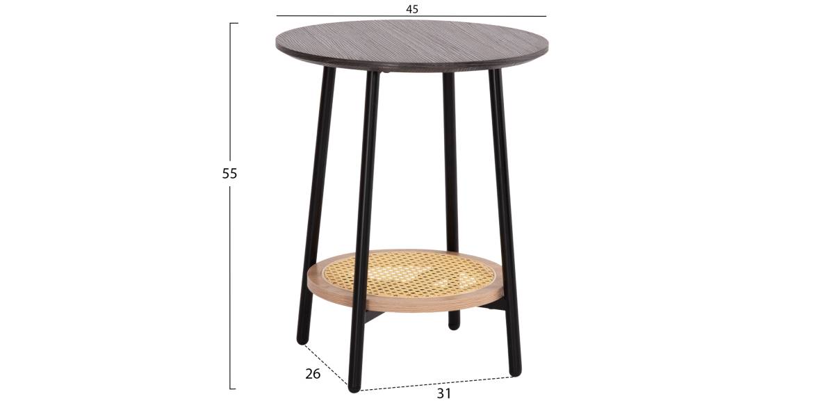 ΒΟΗΘΗΤΙΚΟ ΤΡΑΠΕΖAKI SEWELL HM18034 MDF ΣΕ ZEBRANO-ΜΕΤΑΛΛΙΚΑ ΠΟΔΙΑ-WICKER Φ45x55Υεκ
