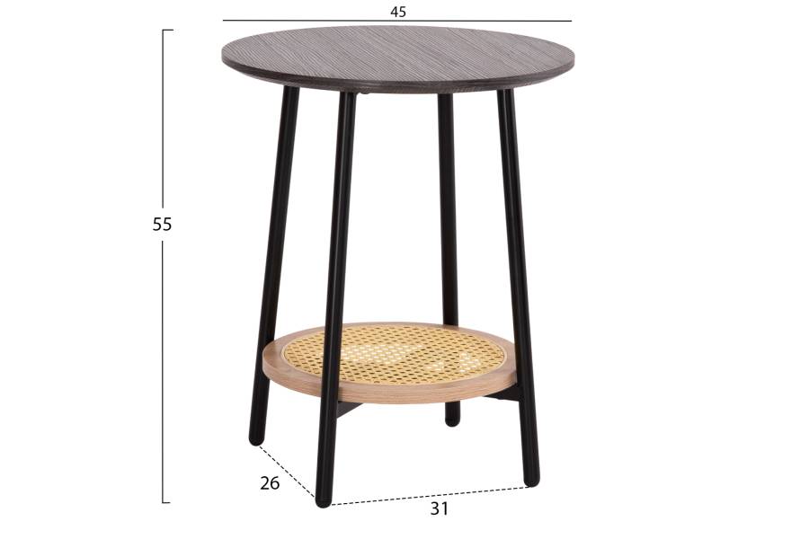 ΒΟΗΘΗΤΙΚΟ ΤΡΑΠΕΖAKI SEWELL HM18034 MDF ΣΕ ZEBRANO-ΜΕΤΑΛΛΙΚΑ ΠΟΔΙΑ-WICKER Φ45x55Υεκ