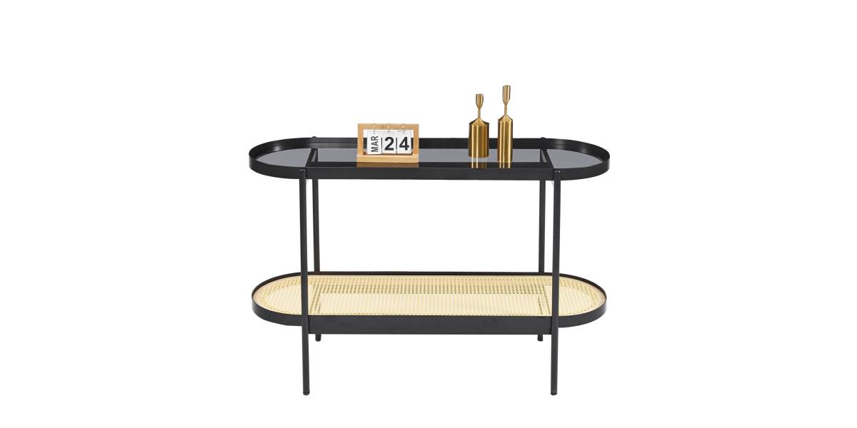 ΚΟΝΣΟΛΑ SEITZ HM18032 ΓΥΑΛΙ TOP-ΜΕΤΑΛΛΟ-RATTAN ΣΕ ΦΥΣΙΚΟ 120x43x76,5Υεκ.