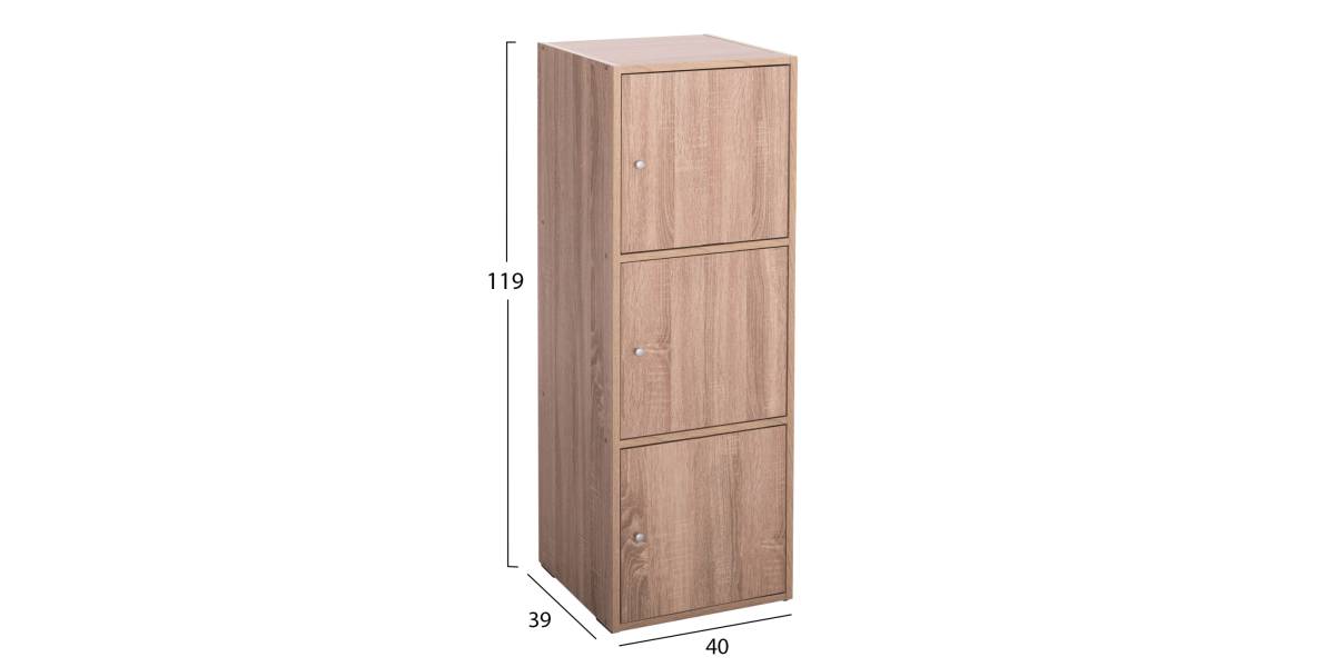 ΝΤΟΥΛΑΠΙ ΜΕ 3 ΑΠΟΘ. ΧΩΡΟΥΣ SORIANO HM9939.11 SONAMA OAK ΜΕΛΑΜΙΝΗ 40x39x119Υεκ.