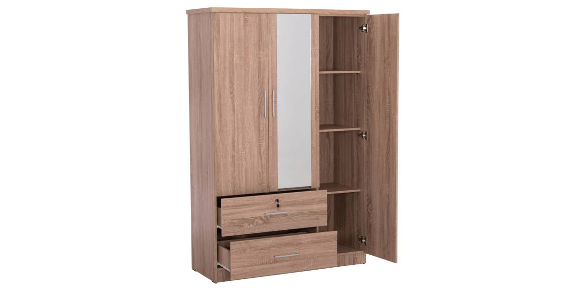 ΝΤΟΥΛΑΠΑ ΜΕ ΚΑΘΡΕΦΤΗ & ΣΥΡΤΑΡΙΑ JARRY HM2485.11 SONAMA OAK ΜΕΛΑΜΙΝΗ 119x48x183Υεκ