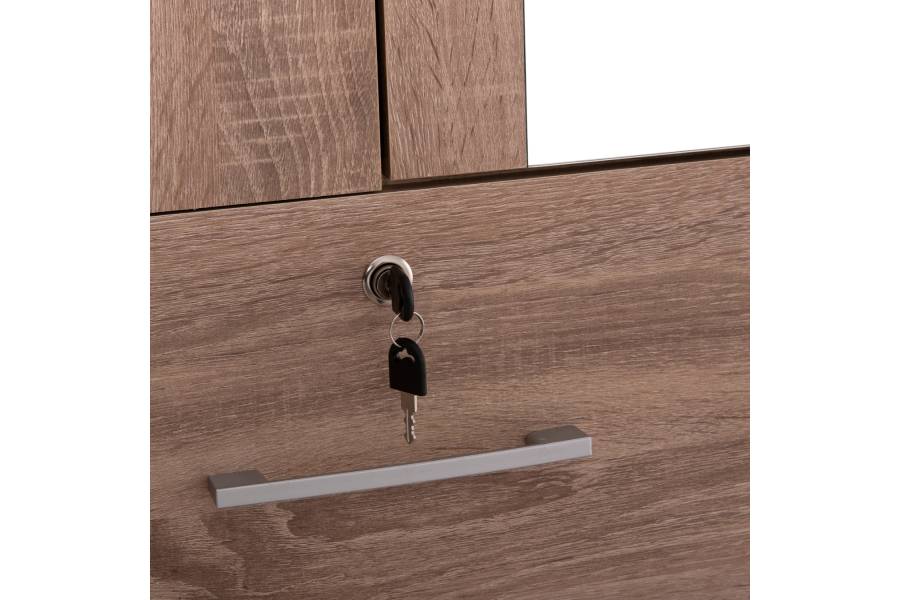 ΝΤΟΥΛΑΠΑ ΜΕ ΚΑΘΡΕΦΤΗ & ΣΥΡΤΑΡΙΑ JARRY HM2485.11 SONAMA OAK ΜΕΛΑΜΙΝΗ 119x48x183Υεκ