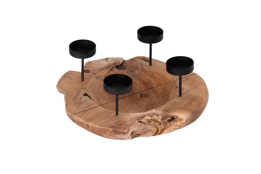 ΕΠΙΤΡΑΠΕΖΙΟ ΚΗΡΟΠΗΓΙΟ/BOWL FRAN HM4390 ΞΥΛΟ ΤΕΑΚ-ΜΕΤΑΛΛΟ 30x30x7-15Υεκ.