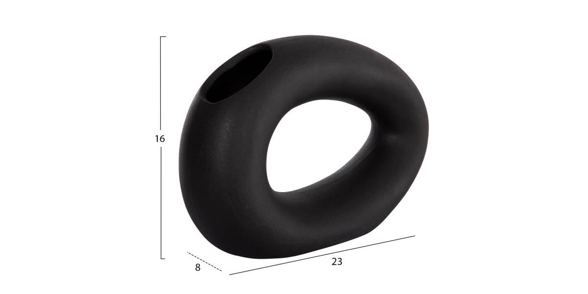 ΕΠΙΤΡΑΠΕΖΙΟ ΚΕΡΑΜΙΚΟ ΔΙΑΚΟΣΜΗΤΙΚΟ ELLIPTO HM4645.02 ΜΑΥΡΟ ΜΑΤ 23x8x16Υ εκ