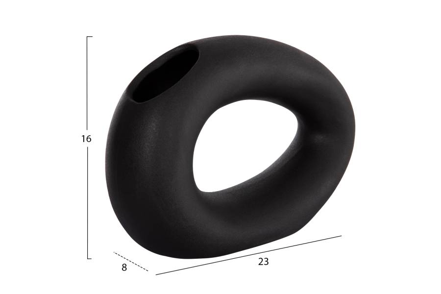 ΕΠΙΤΡΑΠΕΖΙΟ ΚΕΡΑΜΙΚΟ ΔΙΑΚΟΣΜΗΤΙΚΟ ELLIPTO HM4645.02 ΜΑΥΡΟ ΜΑΤ 23x8x16Υ εκ