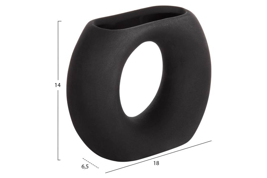 ΕΠΙΤΡΑΠΕΖΙΟ ΚΕΡΑΜΙΚΟ ΔΙΑΚΟΣΜΗΤΙΚΟ ELLIPTO HM4646.02 ΜΑΥΡΟ ΜΑΤ 18x6,5x14Υεκ