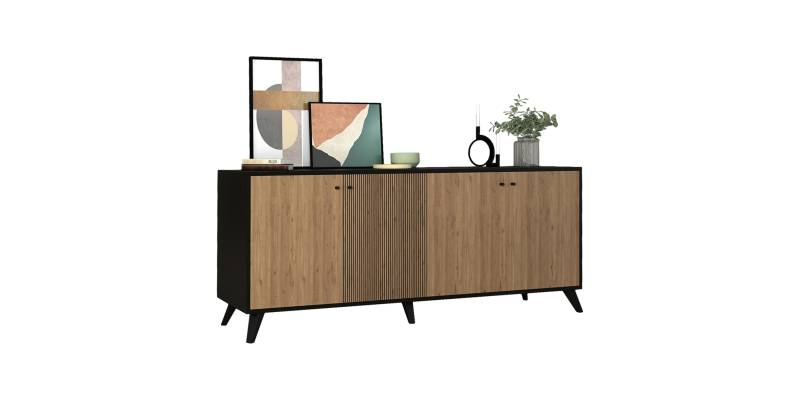 ΜΠΟΥΦΕΣ ΜΕΛΑΜΙΝΗΣ KRUDEN HM9446.11 ΜΑΥΡΟ-ΦΥΣΙΚΟ 180x40x78.6Υεκ.