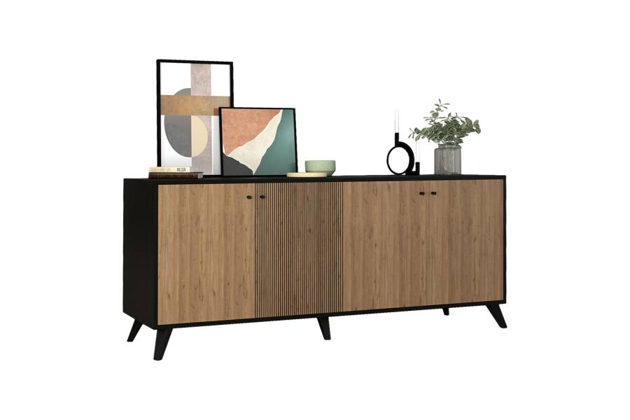 ΜΠΟΥΦΕΣ ΜΕΛΑΜΙΝΗΣ KRUDEN HM9446.11 ΜΑΥΡΟ-ΦΥΣΙΚΟ 180x40x78.6Υεκ.