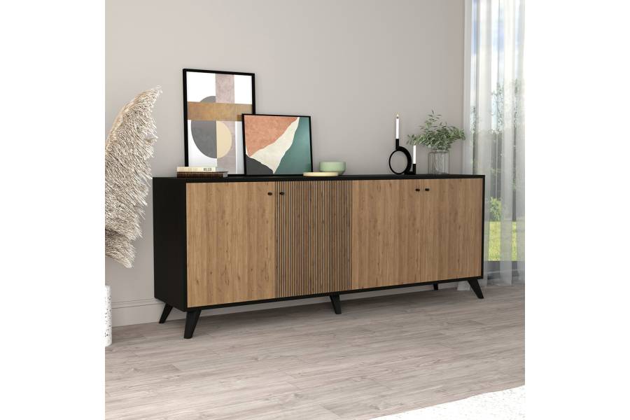 ΜΠΟΥΦΕΣ ΜΕΛΑΜΙΝΗΣ KRUDEN HM9446.11 ΜΑΥΡΟ-ΦΥΣΙΚΟ 180x40x78.6Υεκ.