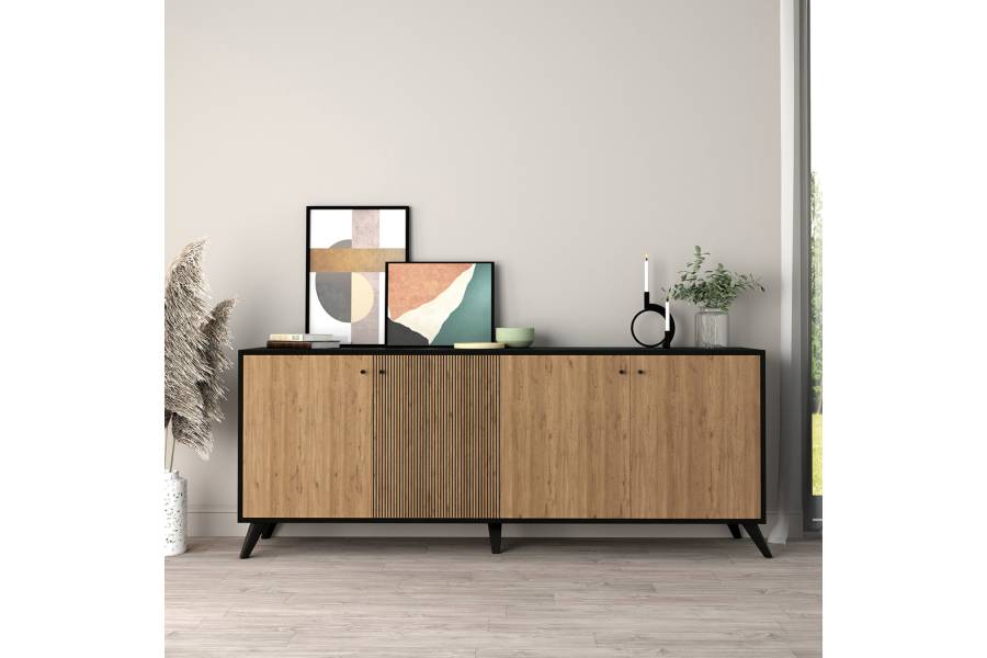 ΜΠΟΥΦΕΣ ΜΕΛΑΜΙΝΗΣ KRUDEN HM9446.11 ΜΑΥΡΟ-ΦΥΣΙΚΟ 180x40x78.6Υεκ.