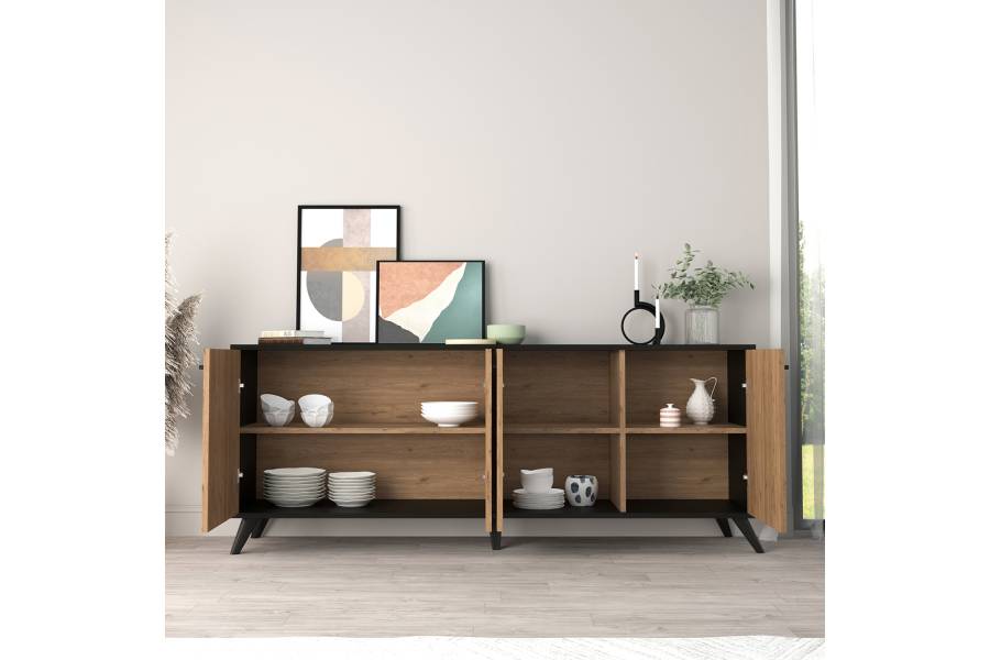 ΜΠΟΥΦΕΣ ΜΕΛΑΜΙΝΗΣ KRUDEN HM9446.11 ΜΑΥΡΟ-ΦΥΣΙΚΟ 180x40x78.6Υεκ.