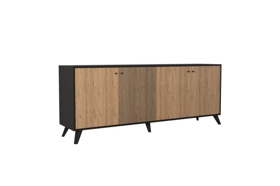 ΜΠΟΥΦΕΣ ΜΕΛΑΜΙΝΗΣ KRUDEN HM9446.11 ΜΑΥΡΟ-ΦΥΣΙΚΟ 180x40x78.6Υεκ.