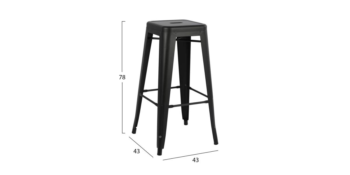ΣΚΑΜΠΟ ΜΠΑΡ ΜΕΤΑΛΛΙΚΟ MELITA-PRO HM8642.42 ΣΕ ΜΑΥΡΟ ΜΑΤ 43x43x78Υεκ.